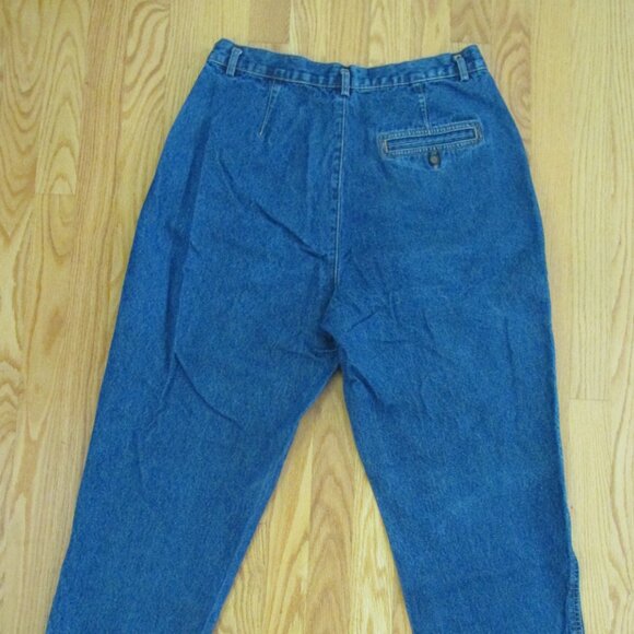 WESTPORT WOMENS SIZE 12 SH JEANS DARK BLUE STONE WASH DENIM HIGH WAIST MOM PLEAT - Picture 8 of 14